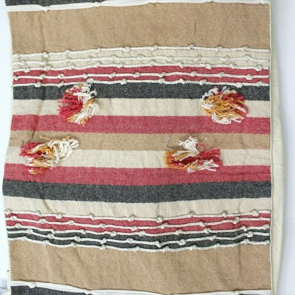 Pier 1 Imports Textured Woven Striped Tassels Table Runner